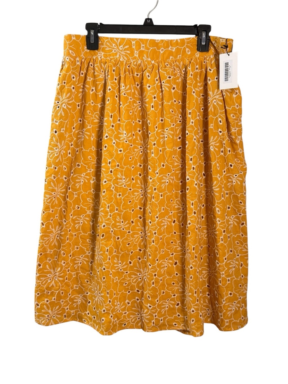 Mustard Floral Flowy Midi Skirt w/Pockets
